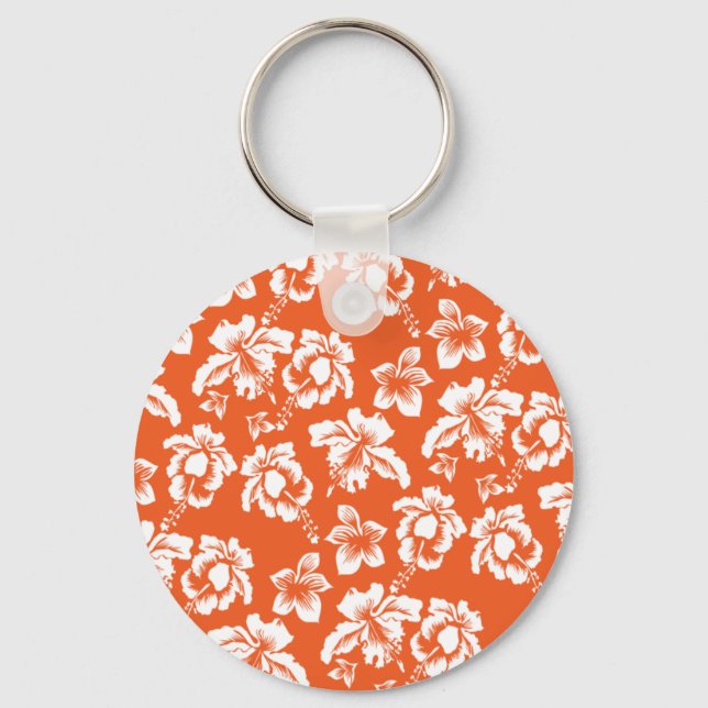 Orange Hawaiian Hibiscus Nyckelring (Framsida)