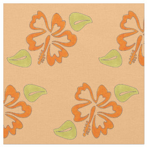 Orange Hawaiian Hibiscus Tropical Island Flowers Tyg