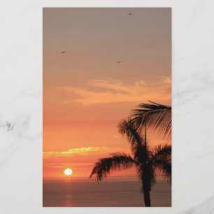 Orange Hawaiian Sunset, Birds and Handflatan Träd Brevpapper