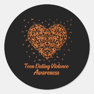 Orange Heart Ribbon Tonåring medvetandegörande om Runt Klistermärke