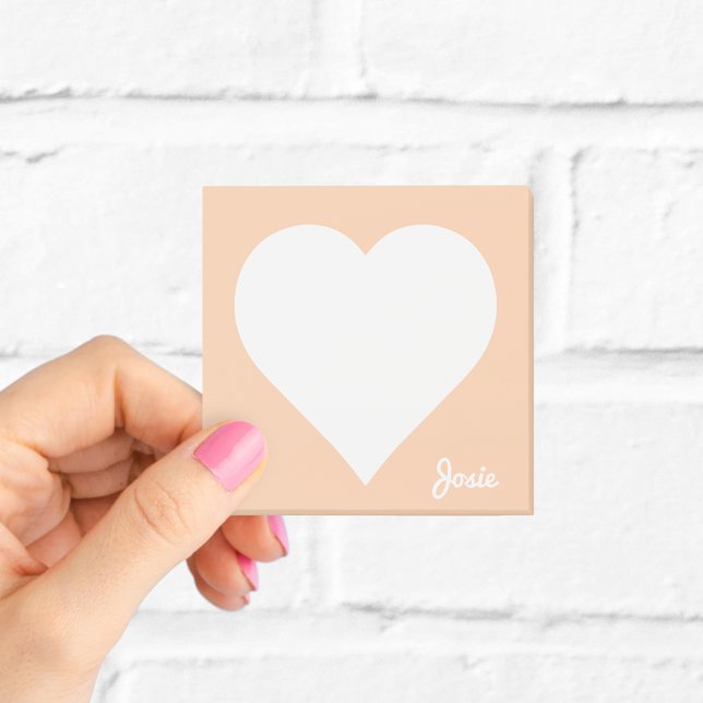 Orange Heart Sticky Notes med Namn Post-it Block (Skapare uppladdad)