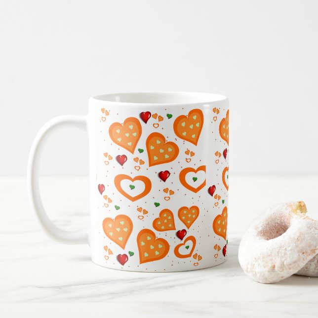 Orange Hearts Mugg (Med munk)