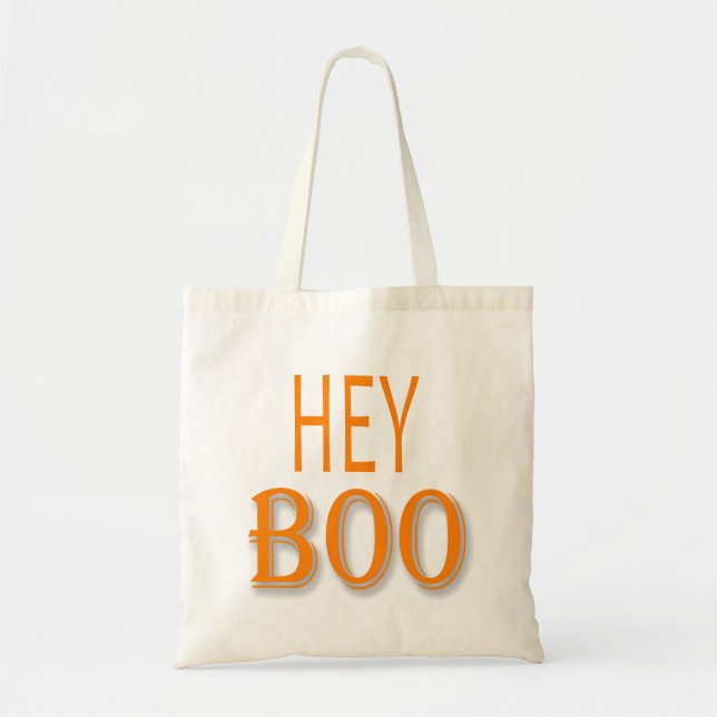 Orange Hej Boo Tote Bag Tygkasse (Framsidan)