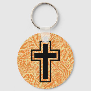 Orange helig kristenkor träKeychain Nyckelring