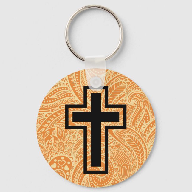 Orange Heliga Christian Kor Wooden Keychain Nyckelring (Framsida)