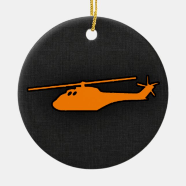 Orange helikopter julgransprydnad keramik (Framsidan)