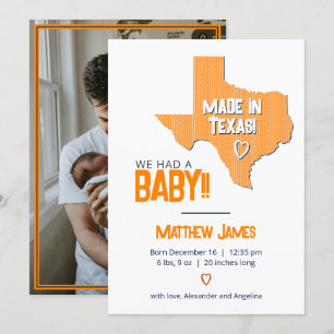 Orange Herringbone Made in Texas Photo Baby Meddelande