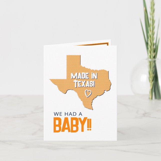 Orange Herringbone Made in Texas Photo Baby Meddelande (Framsida)