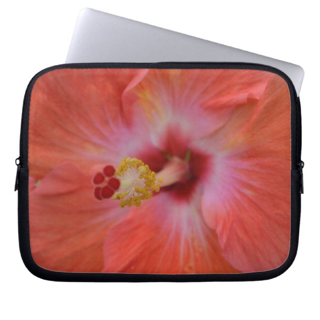 Orange Hibiscus Bärbar förpackning Laptop Sleeve (Framsidan)