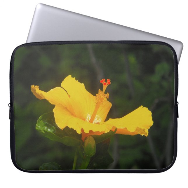 Orange Hibiscus Flower Laptop Sleeve (Framsidan)