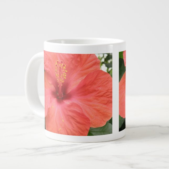 Orange Hibiscus Flower Macro Mugg Jumbo Mugg (Framsida vänster)