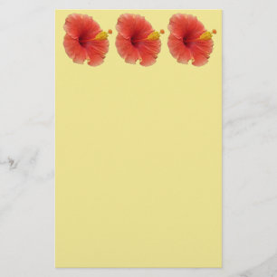 Orange Hibiscus Flower Tropical Blommigt Brevpapper