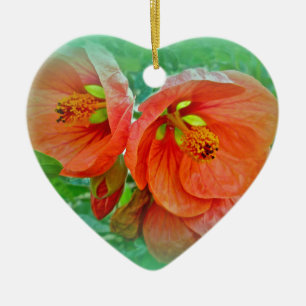 Orange Hibiscus Flowers Julgransprydnad Keramik