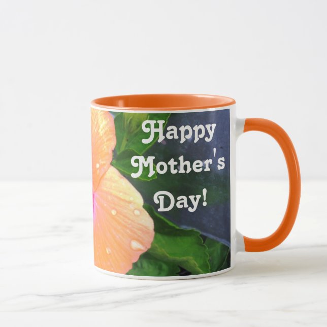 Orange Hibiscus Happy Mother's Day Mugg (Höger)