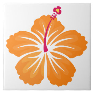 Orange Hibiscus Kakelplatta
