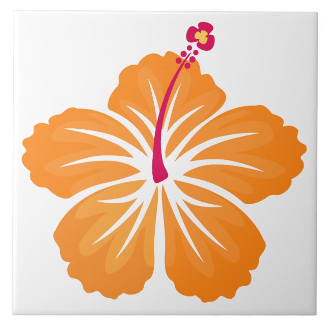 Orange Hibiscus Kakelplatta (Framsidan)
