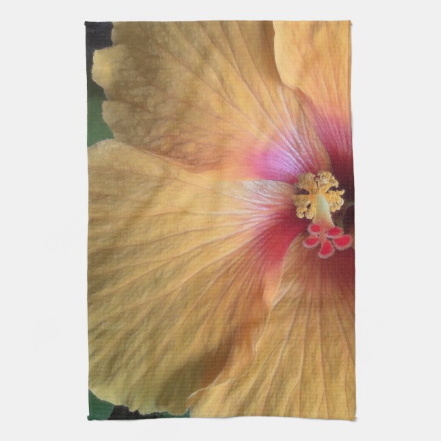 Orange Hibiscus Krusning Kökshandduk (Vertikal)