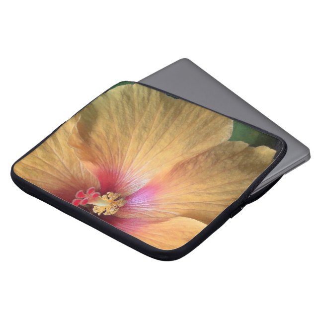 Orange Hibiscus Krusning Laptop Fodral (Framsida topp)
