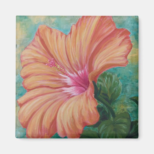 Orange Hibiscus Magnet (Framsidan)