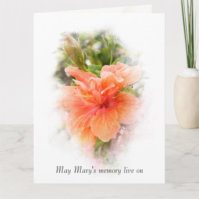 Orange Hibiscus med Namn-sympati Kort (Framsida)