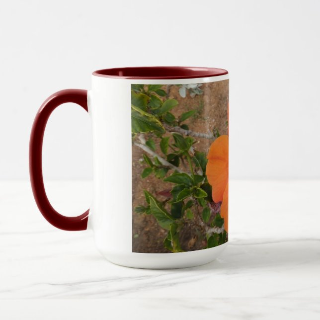 Orange Hibiscus mugg - välj stil & färg (Vänster)