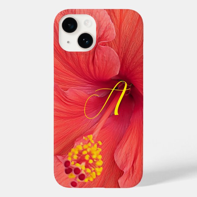 Orange Hibiscus Photo med Elegant Initialt skript (Baksida)