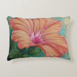 Orange Hibiscus Pillow Prydnadskudde