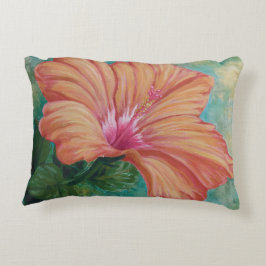 Orange Hibiscus Pillow Prydnadskudde