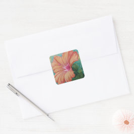 Orange Hibiscus Stickers Fyrkantigt Klistermärke