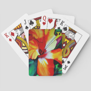 Orange Hibiscus tropisk blomvattenfärgskonst Casinokort