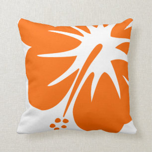 Orange hibiskus kudde