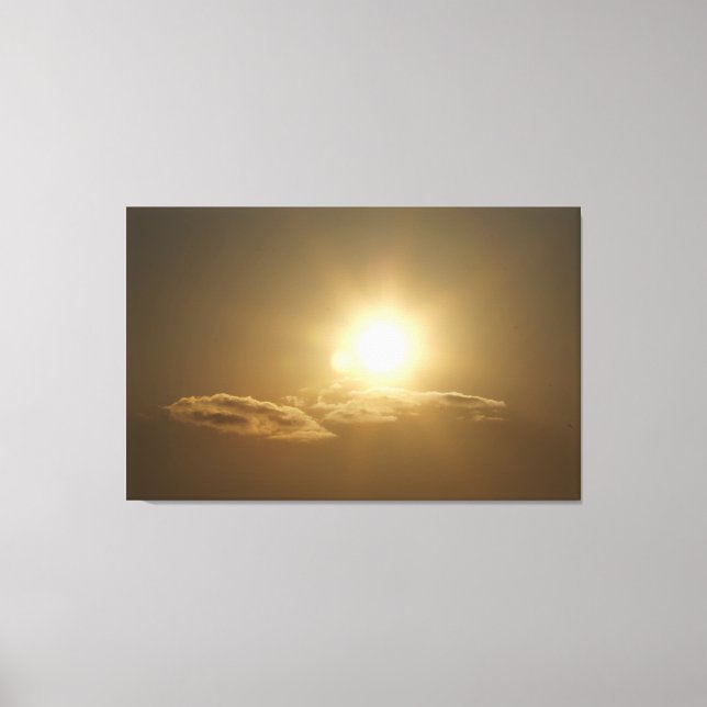 Orange Himlar med Sol och moln Canvastryck (Framsida)