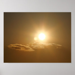 Orange Himlar med Sol och moln Poster