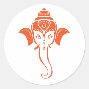 Orange hinduisk festlig Ganesh indisk gud Runt Klistermärke