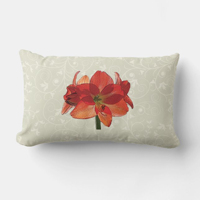 Orange Hippeastrum Amaryllis Lumbarkudde (Framsida)