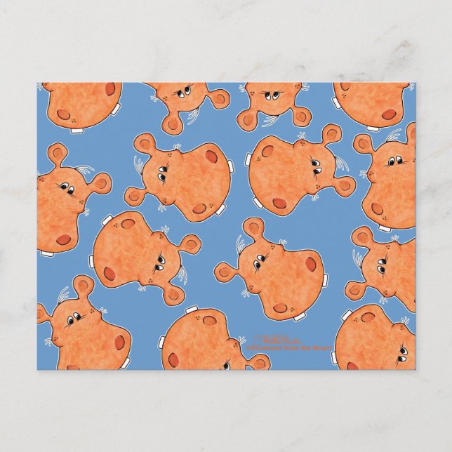 Orange Hippo Head collage Vykort (Framsida)