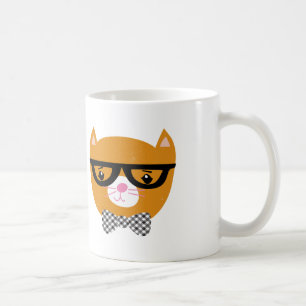 Orange hipsterkattmugg kaffemugg