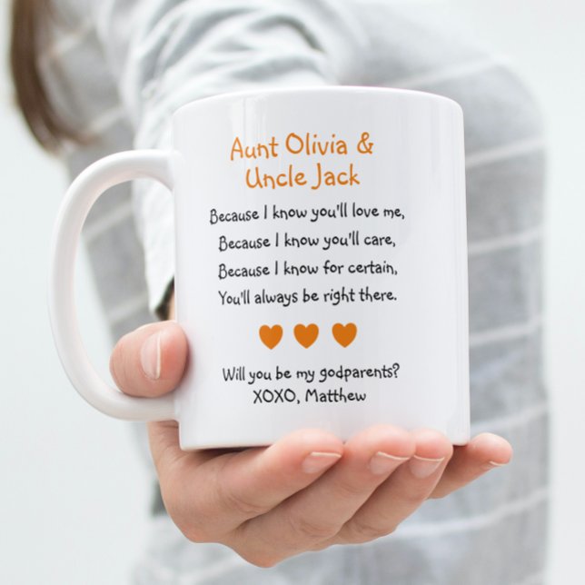 Orange Hjärter kommer du att bli min gudföräldrars Kaffemugg (Skapare uppladdad)