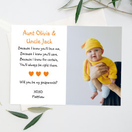 Orange Hjärter kommer du bli mina gudföräldrar med Inbjudningar