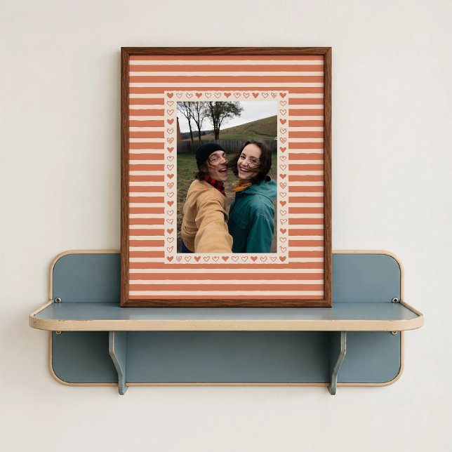 Orange hjärtrandig affisch - Anpassad bildpresent (Orange Heart Border Poster - close-up view (frame/decor not included)
)