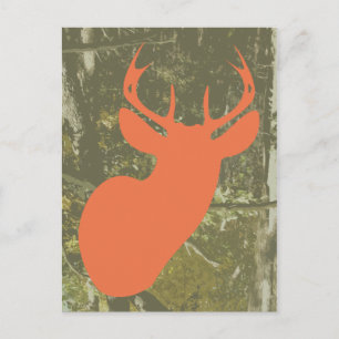Orange Hjort + Camo Birthday Postcard Inbjudan Vykort