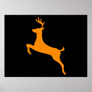 Orange Hjort Silhouette Poster