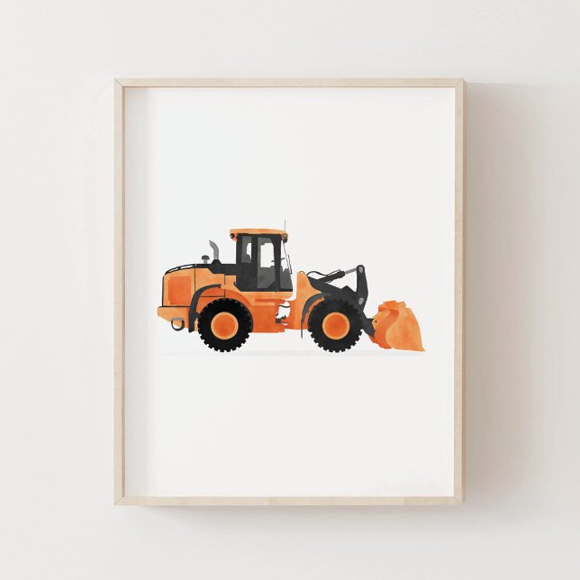 Orange hjullastare entreprenadfordon dekoration poster (Skapare uppladdad)