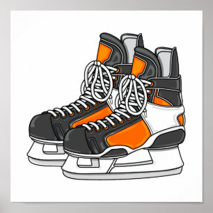 Orange hockeyskridskor poster