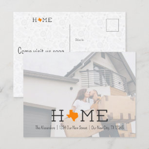 Orange HOME Texas Flytta Announement Postcard Vykort