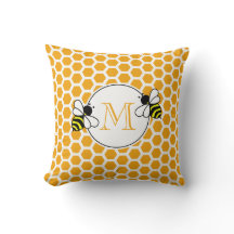 Orange Honeycomb och Bees Mönster Monogrammed