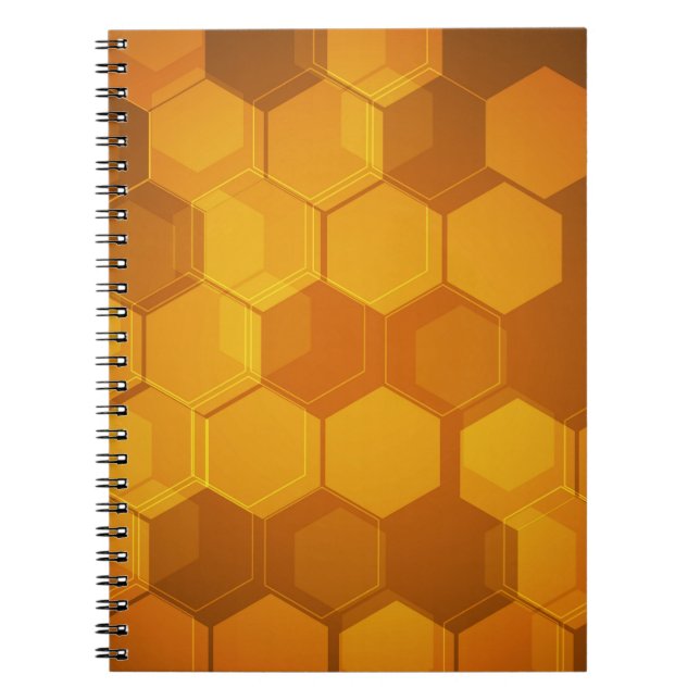 Orange honungskakasexhörningsmönster anteckningsbok med spiral (Framsidan)