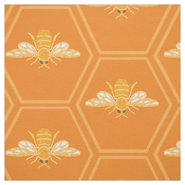 Orange honungskomb med honungsbin tyg (Provkarta)