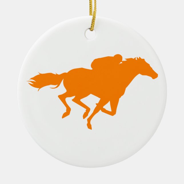 Orange Horse Tävla Julgransprydnad Keramik (Framsidan)