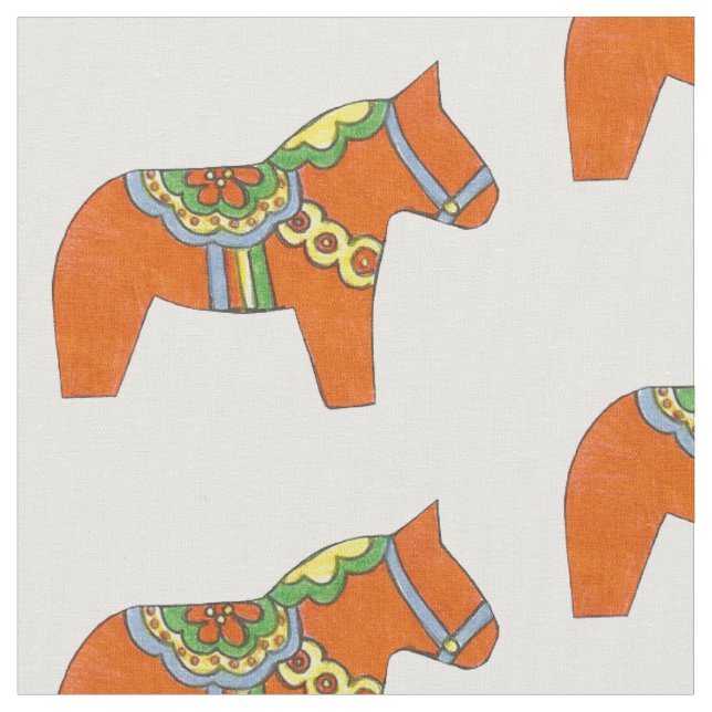 Orange Horses Fabric Tyg (Närbild)